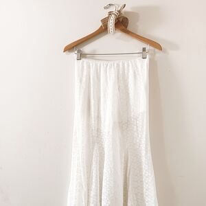 Wild Fable White Sheer Lace Western Ruffled Midi Maxi Skirt With Built In Shorts